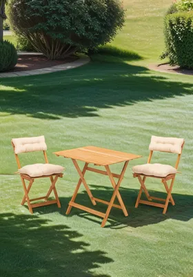 Produktbild von Skye Decor, My003A, Gartentisch- und Stühle-Set (3-teilig), 100 % BUCHENHOLZ, Natürlich, 80 x 60 x 72 cm