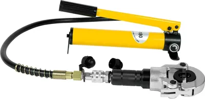 Immagine prodotto di Pressa idraulica - Pinza per tubi da 6 t - Per tubi in rame e PEX - 9 ganasce di pressatura - Pompa idraulica manuale - Gialla