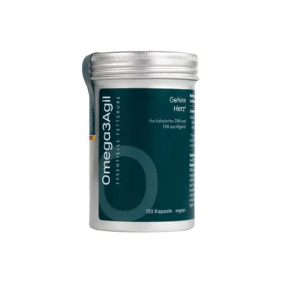 Produktbild von Omega3Agil · Omega 3 aus Algenöl · Unterstützt Herz, Gehirn & Sehkraft