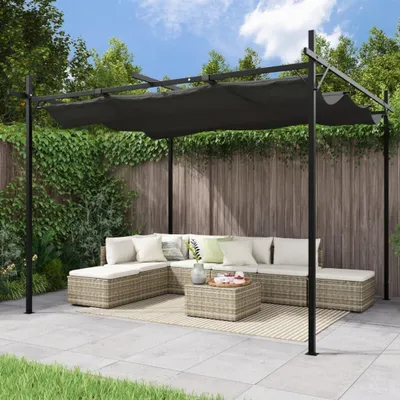 Obrázek produktu pro Pergola – Zahradní altán – Krytá terasa – Venkovní obytný prostor – Venkovní útočiště – Výsuvná střecha – Ochrana proti UV záření