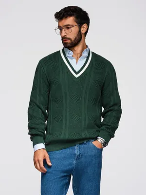 Produktbild von Ombre Clothing Klassischer Pullover für Männer Ropi dunkelgrün L