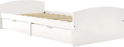 Image de vidaXL Lit en bois massif avec 2 tiroirs blanc pin 90x200 cm