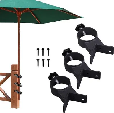 Productafbeelding van Famanu parasolhouder voor terras - Hoekmontagebeugel - 3 stuks - Zwart