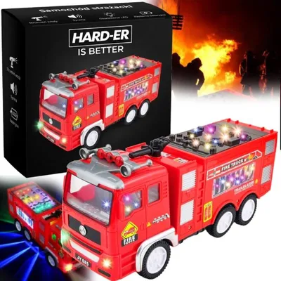 Immagine prodotto di Camion dei pompieri interattivo per bambini 3 plus con luci LED 4D sirena realistica movimento Bump and Go e plastica ABS