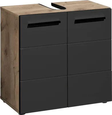 Produktbild von Badezimmer Waschbeckenunterschrank Badmöbel VAIL Schwarz matt