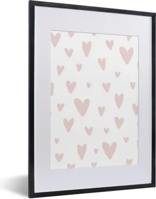 Produktbild von MuchoWow® MuchoWow® Gerahmtes Poster Design - Herz - Rosa - Mädchen - Baby - Mädchen 30x40 cm - Poster mit zchwarzem Bilderrahmen - Wandposter Schlafzimmer