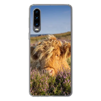 Produktbild von MuchoWow® Handyhülle Schutzhülle Hülle für Huawei P30 Schottische Highlander - Heide - Gras - Tiere Silikon Softcase Handy Hülle - Kartenbesitzer