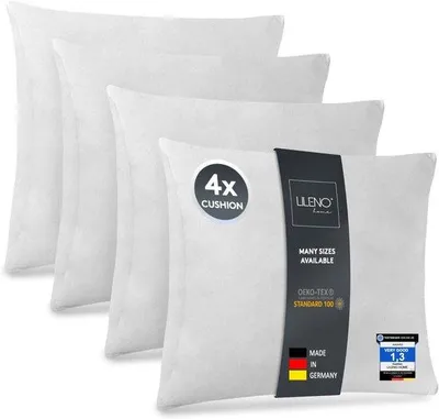 Produktbild von Famanu Kissenfüllung 45x45 cm - Set von 4 Stück - Waschbares Innenkissen - Allergikerfreundlich - Polyester