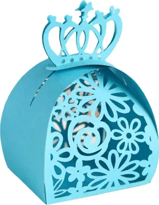 Image de 50pcs Laser Cut Crown Motif Boîtes Favor Hollow Out Candy Choclate Boîte Cadeau Pour Mariage Anniversaire Fête