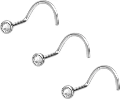 Produktbild von Nasenpiercing, Nasenstecker SET Chirurgenstahl Nasenstecker Spirale FLACHE KRISTALLDISC