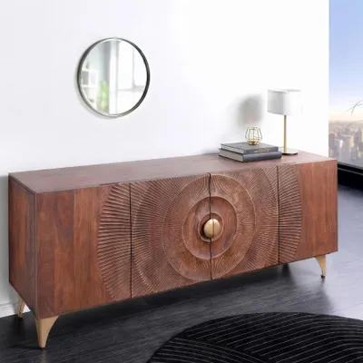 Produktbild von riess-ambiente Sideboard GOLDEN SUNSET 180cm braun gold massives Mangoholz Metall 3D-Schnitzereien