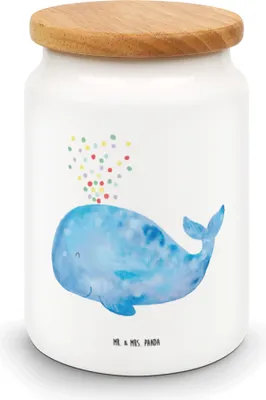 Produktbild von Mr. & Mrs. Panda gebäckdose Wal Konfetti - Weiß - Geschenk, vorratsbox, Aufbewahrungsdose, behälter, Keksdose, Dose, Kaffeedose, Neustart, Trennung, Geburtstag, Diät