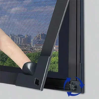 Produktbild von Magnet Fliegengitter Fenster 135x150cm Insektenschutz Netz selbstklebend DIY Fenster Moskitonetz Grau mit Magnetrahmen