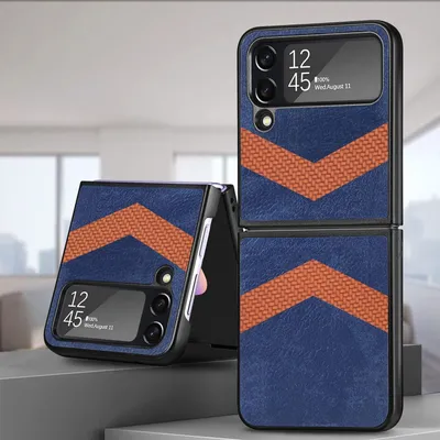 Produktbild von Für Samsung Galaxy Z Flip4 5G Kunstleder / V-Muster Handy Tasche Etuis Hülle Neu