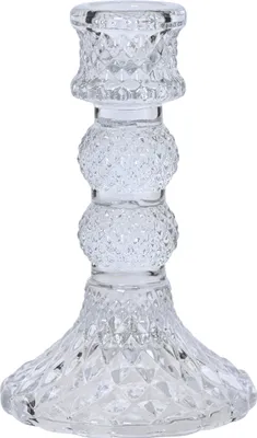 Produktbild von Kerzenhalter Glas 12,5cm mit Relief Klar Transparent