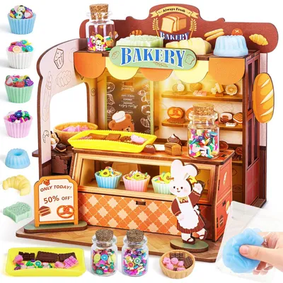 Imagen del producto de Kit de manualidades para niñas, a partir de 6, 8 y 10 años. Miniatura de casa para montar. Kit de manualidades para niños. Color: amarillo. Cantidad: 1