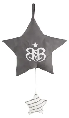 Obrázok produktu pre Hracia skrinka Roba „Rock Star Baby 3“, pomôcka na zaspávanie, textilná hviezda, prateľná, dekorácia do detskej izby, sivá/biela
