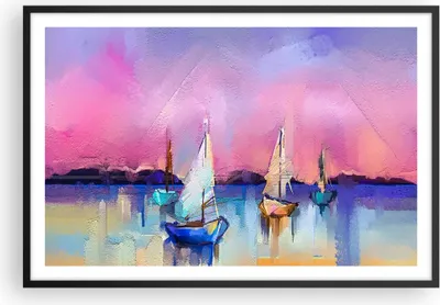Produktbild von Gerahmtes Poster - Schwarzer Rahmen - Segelboot See - 91,5x61 cm - Wand Bild - Wanddeko - Wandbilder - Kunstposter - Wandposter - Bilderrahmen - Bilder - Kunstdruck - Wandbild - P2BAA91x61-4099