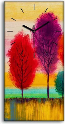 Produktbild von Wandbild Leinwand Bilder mit Uhr 30x60 Malerei Abstrakte Bäume Bunte Kunst - schwarze Hände
