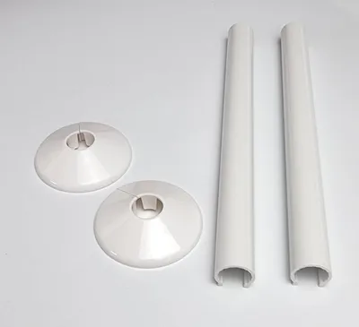 Obrázok produktu pre Kryty potrubia radiátora 200 mm, biele clip-on kryty, sada 2 kusov, jednoduchá inštalácia