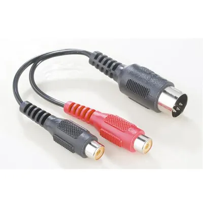 Produktbild von Hama Audio Adapter 2 RCA Female Jacks - 5-pin DIN Male Plug, 2 x RCA, Männlich, DIN (5-pin), Weiblich, Schwarz