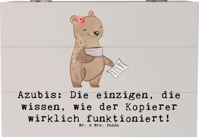 Produktbild von Mr. & Mrs. Panda Kiste Auszubildende Kopierer 22 x 15 cm - Grau Pastell - Geschenk, Berufsleben, Aufbewahrungsbox aus Holz, Berufe, Schatzkiste, Berufspassion, fotobox