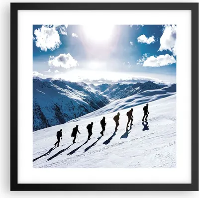 Produktbild von Gerahmtes Poster - Schwarzer Rahmen - Berg Wanderung Gipfel - 40x40 cm - Wand Bild - Wanddeko - Wandbilder - Kunstposter - Wandposter - Bilderrahmen - Bilder - Kunstdruck - P2BAC40x40-4803