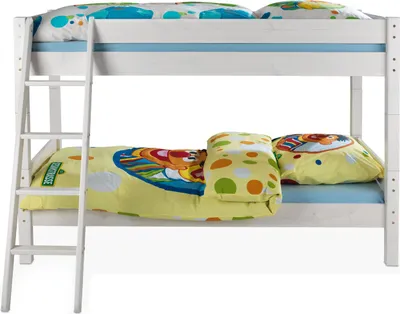 Produktbild von Etagenbett - Weiß - Kiefernholz massiv - 90 x 200 cm - mit Leiter