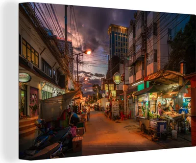 Obrázek produktu pro OneMillionCanvasses® - Výtisky na plátně - 140x90 cm, Ulice za soumraku, nástěnné umělecké výzdoby tiskem na zeď