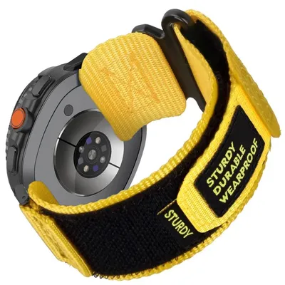 Image de Bracelet pour montre - Samsung Galaxy Watch 8 44 mm - Nylon - Sportloop - Bracelet de remplacement - Jaune et noir
