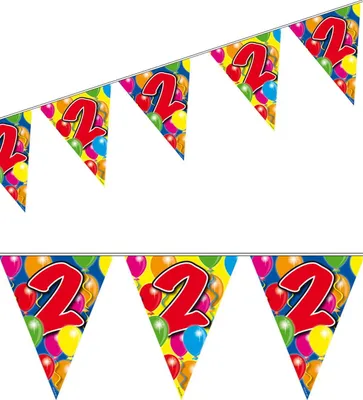 Produktbild von 2. Geburtstag Wimpel-Girlande Party-Deko bunt 10m - Einheitsgröße