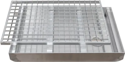 Produktbild von Gleitschutz Gitterrost Schuhabstreifer Maschenrost MW 30/30 + ALU Bodenwanne Fußabtreter mit Wanne,Größe:100x50cm