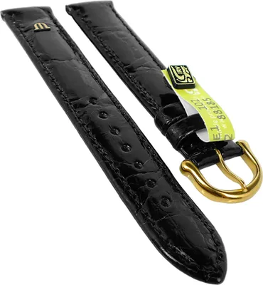 Produktbild von Maurice Lacroix | Echt KROKO Uhrenarmband | mit Naht, schwarz 34796, Stegbreite:19mm, Schließe:Gelbgolden