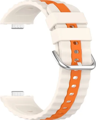Immagine prodotto di INF Cinturino bicolore a righe verticali in silicone per Huawei Watch Fit 4/Fit 3 Bianco+Arancio
