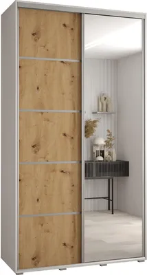 Produktbild von MEBLE KRYSPOL Davos 5 Schrank, zwei Türen - 235,2x140x45 cm - Weiß Artisan Silber