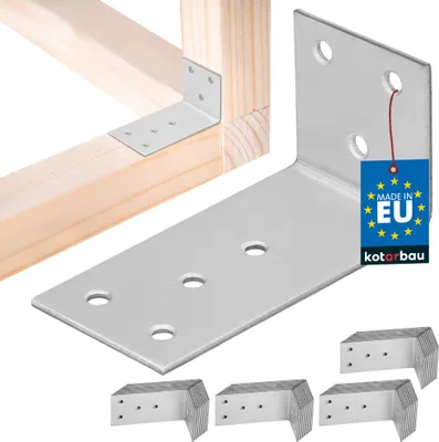 Obrázok produktu pre KOTARBAU® 50 ks Uhlová spojka 40 x 80 x 40 mm pozinkovaná oceľ strieborná ťažká uhlová spojka nosníkov nábytku uholník uholník plechová spojka regálová spojka uholník kovový stabilný odolný oceľový uholník