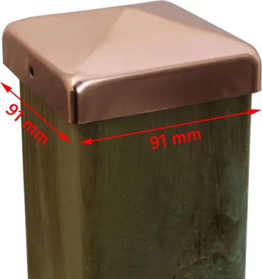 Produktbild von 10x Pfostenkappe Kupfer 91 mm Pyramide Abdeckkappe für Pfosten 9 x 9 cm