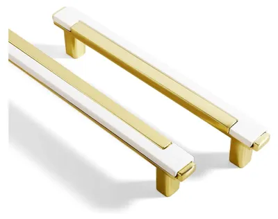 Produktbild von 4 Stück Möbelgriffe aus Zinklegierung für Schränke, 128 mm Lochabstand, Gold