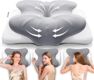 Nackenkissen Memory-Schaum 60x11/14x39 cm grau ergonomisch