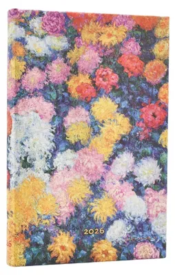 Produktbild von 2026 Monet's Chrysanthemums Mini 12-month Verso Hardcover Flexi Dayplanner 2026 (Elastic Band Closure)