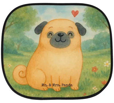 Produktbild von Mr. & Mrs. Panda Sonnenschutz für Auto Mops Design - Weiß - Geschenk, Hitzeschutz, Hund, Liebe, Sonnenblende, Hundeliebe, Knuffig, Seitenscheibe, Pkw, Sprüche