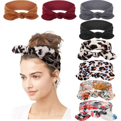 Produktbild von Haarband-Sets (8 Stück) – Sport-Haarband – Damen-Haarband – Haaraccessoires – Stirnbänder – Verstellbar mit Hasenohren