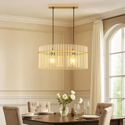 Produktbild von LED Hängeleuchte, Glasstäbe opal, gold, L 60 cm
