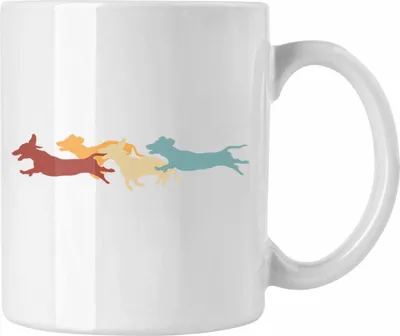 Produktbild von Trendation - Dackel Tasse Geschenke Dachshund Rauhaardackel Lustig Hunde Vintage (Weiß)