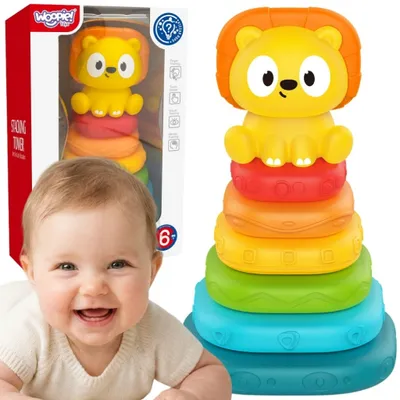 Image de Woopie Baby, pyramide sensorielle en forme de tour, puzzle lion, dès 6 mois