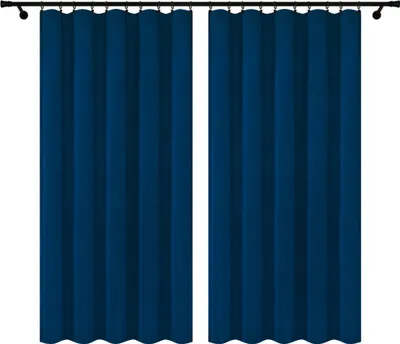Produktbild von Fertige Vorhänge aus Velours mit Kräuselband 140x230 cm 2 Stücke Dunkelblau Blickdichte Gardinen