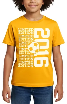 Produktbild von Spreadshirt Limited Edition Fußball Jahrgang 2016 Runder Geburtstag Kinder T-Shirt, 98/104 (3-4 Jahre), Gold