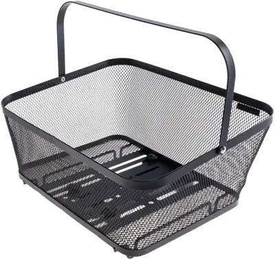 Productafbeelding van Contec fietsmand, bevestigbaar aan de achterkant van de Vero Mik 2.0 bagagedrager. Materiaal: staal. Afmetingen: 40x30x18 cm. Lengte: 14 cm. Kleur: zwart