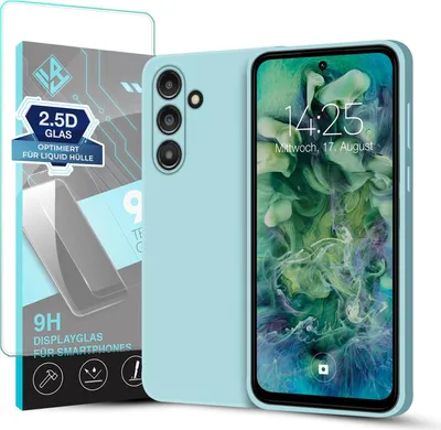 Produktbild von Hülle für Samsung Galaxy S23+ mit 9H Displayglas Displayschutz Plus Case Cover Bumper Silikon Softgrip Schutzhülle Farbe: Hellblau