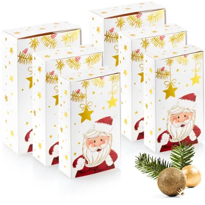 Produktbild von com-four® 6-teiliges Geschenkschachtel-Set in 3 Größen - Geschenkboxen mit Weihnachtsmotiven - Faltbox aus stabilen Pappkarton - faltbare Pappbox